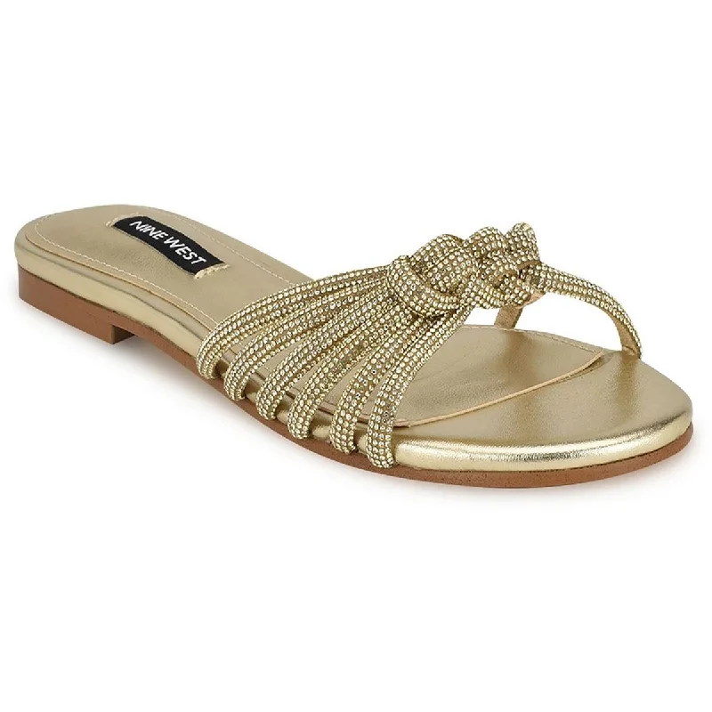 Comfortable Slip-On Shoes Nine West Womens WN Luxury 5 Rhinestone Strappy Slide Sandals