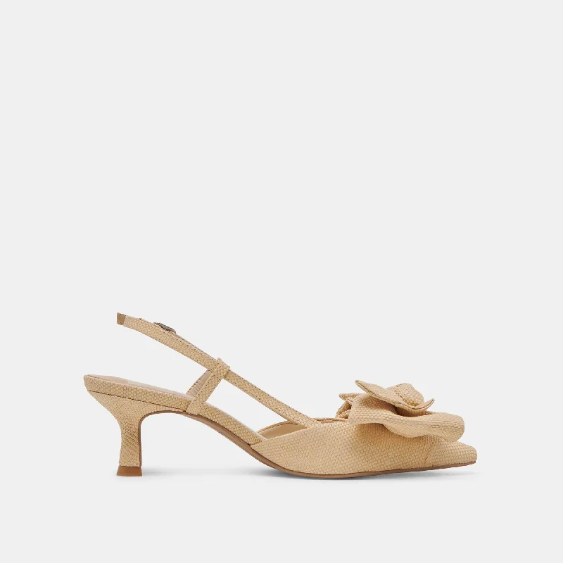 Limited Time ODELA BOW HEELS NATURAL WOVEN RAFFIA