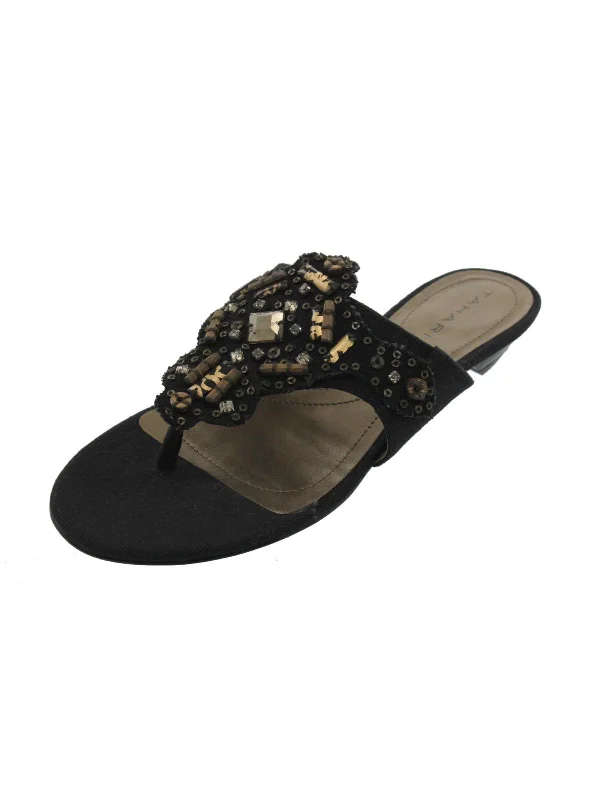 Limited Styles Olivia Womens Beaded Slide Thong Sandals