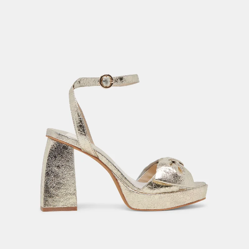 Pastel Styles PACIE HEELS PLATINUM DISTRESSED LEATHER