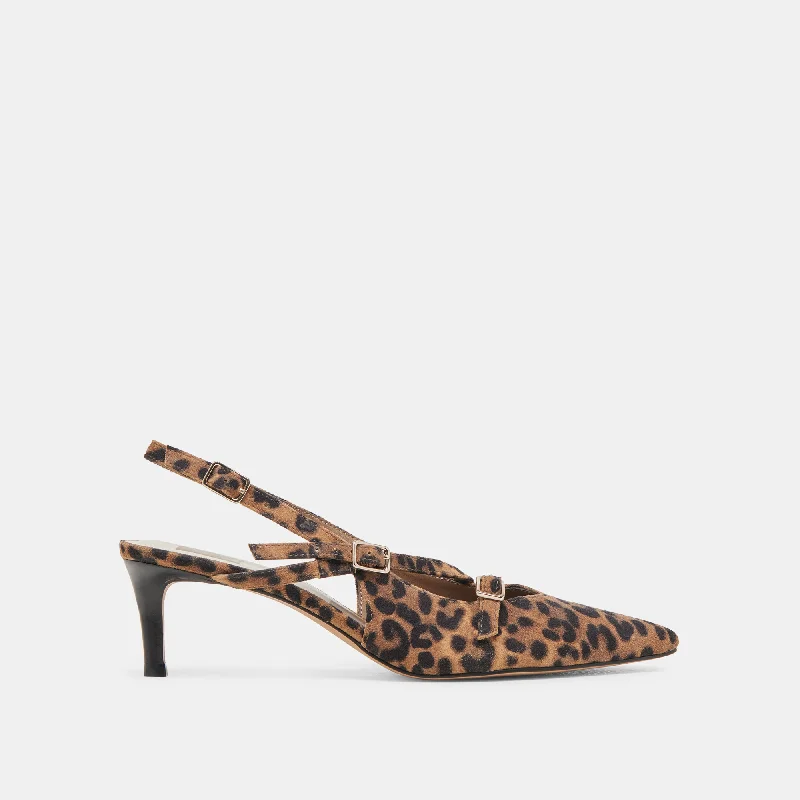 Comfortable Minimalist Shoes PAMLA MID HEELS LEOPARD SUEDE