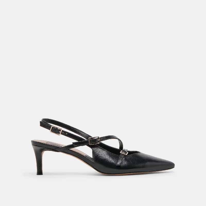 Comfortable Slip-Resistant Shoes PAMLA MID HEELS MIDNIGHT CRINKLE PATENT