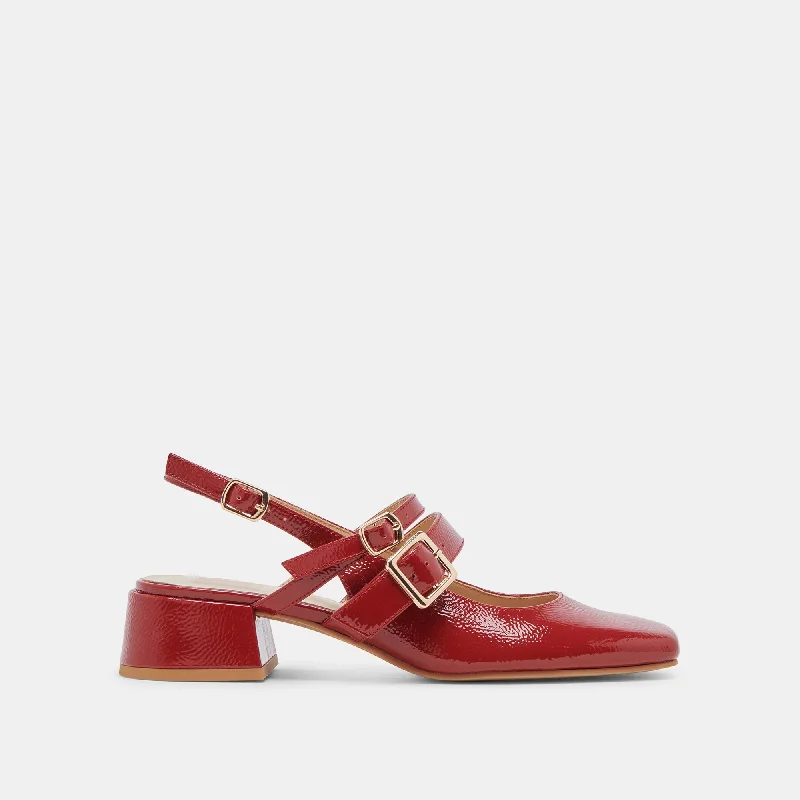 Women's Non-Slip Shoes PATZY HEELS CRIMSON CRINKLE PATENT LEATHER