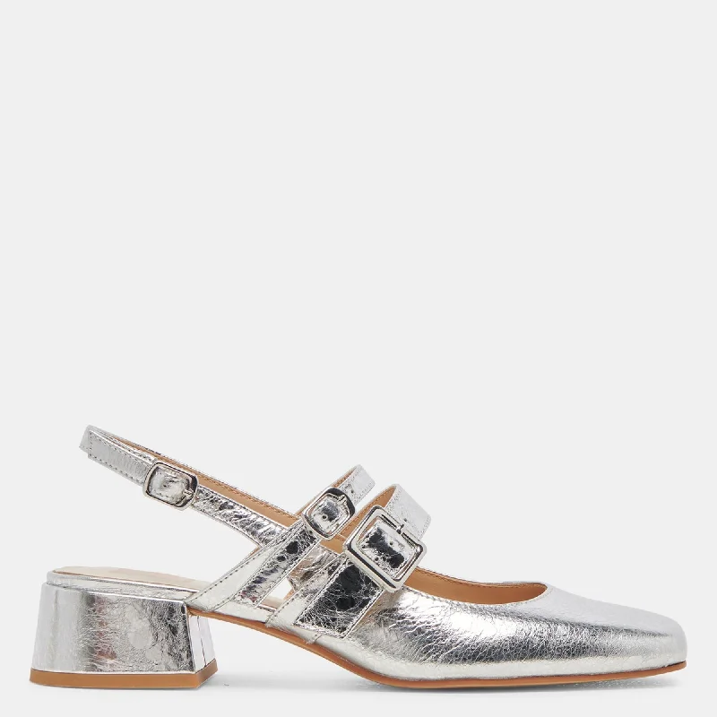 Fashion Deal Patzy Heels Silver Distressed Leather