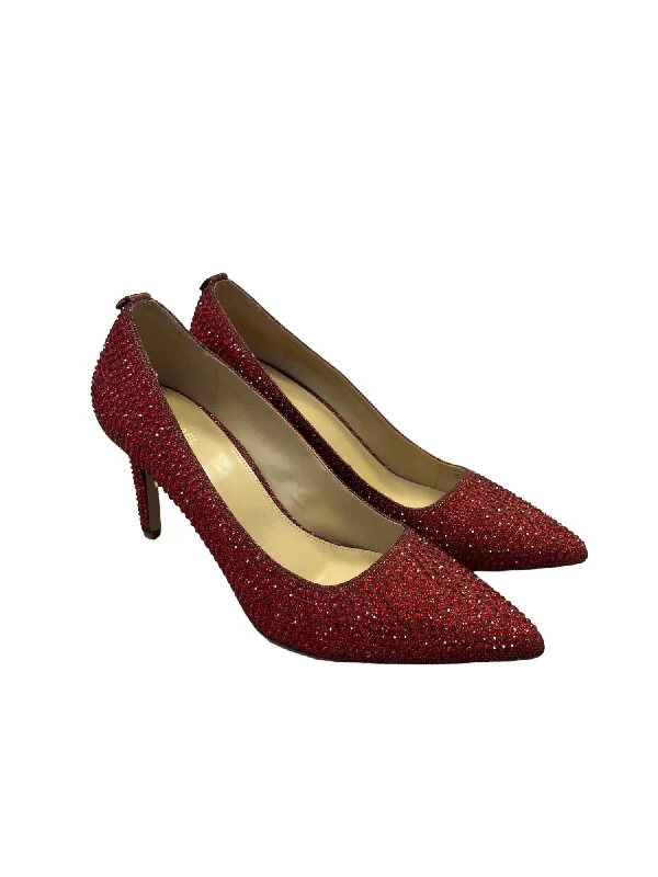 Style Revolution Red Diamond Pointed Toe Heeled Pumps