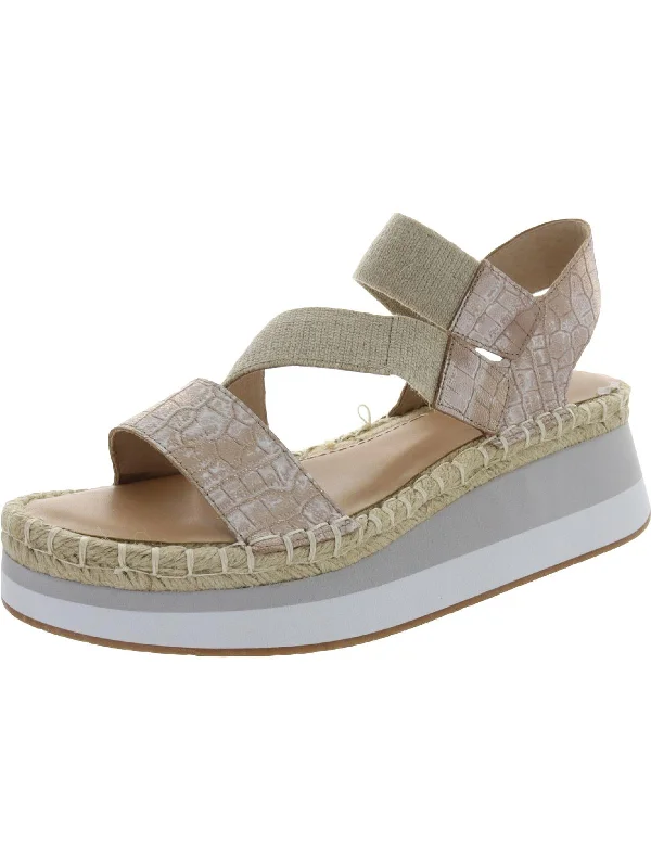 Crazy Discounts, Hurry Up Sadie Womens Leather Snake Print Wedge Sandals