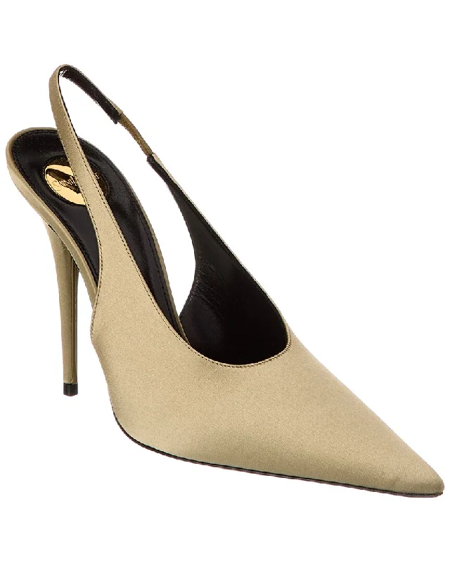 Glamorous Fashion Offers Saint Laurent L'Entracte 110 Satin Slingback Pump