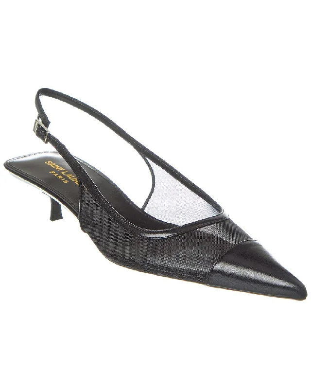 Sleek Style Discounts Saint Laurent Oxalis 30 Mesh & Leather Slingback Pump