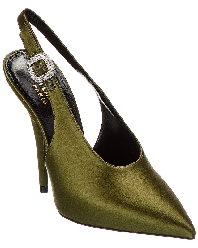 Functional Comfort Shoes Deals Saint Laurent Yasmeen 115 Satin Slingback Pump