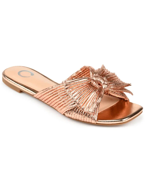 Weekend Exclusive Serlina Womens Metallic Square Toe Slide Sandals