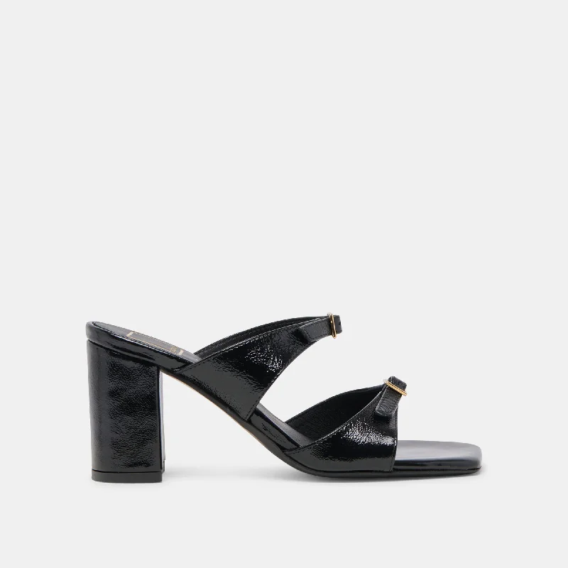 Stylish Shoe Discounts SHANE HEELS MIDNIGHT CRINKLE PATENT