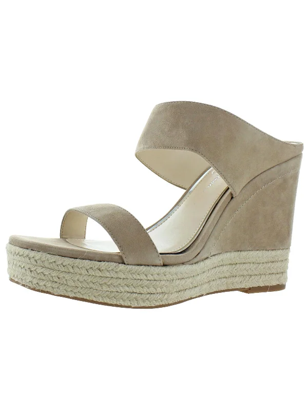 Sustainable Fashion Extravaganza Siera Womens Mixed Media Open Toe Wedge Sandals