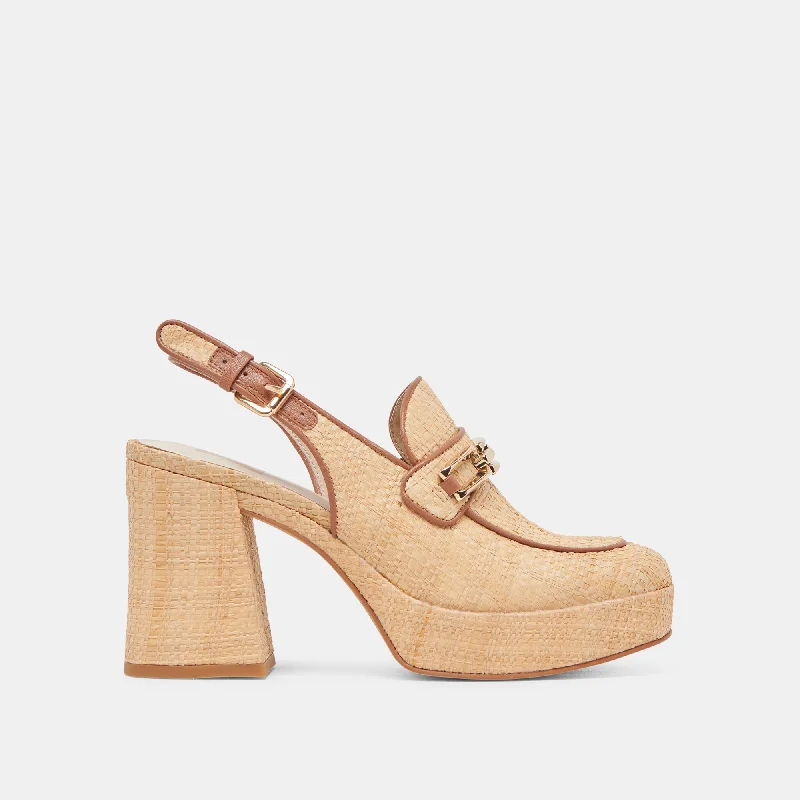 Bold Fashion Sales SIRUS HEELS LT NATURAL RAFFIA