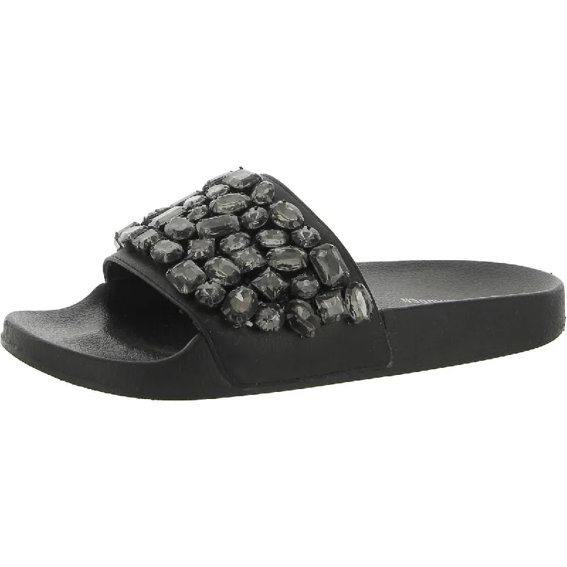 Casual Slip-Ons Promotion Steve Madden Womens Simplify Slip On Rhinestone Slide Sandals