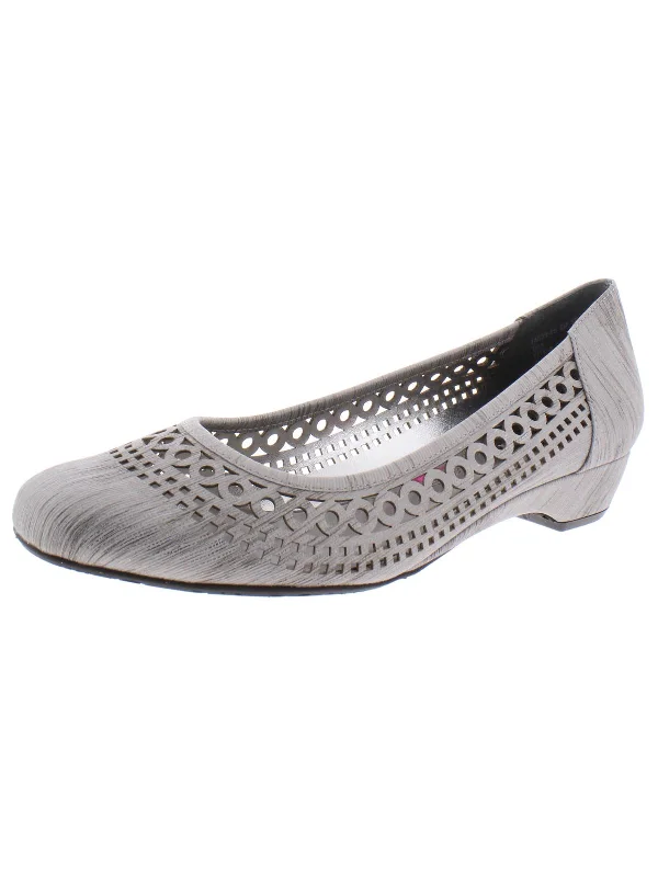 Refined Fashion Sale Tina Womens Slip On Laser Cut Kitten Heels