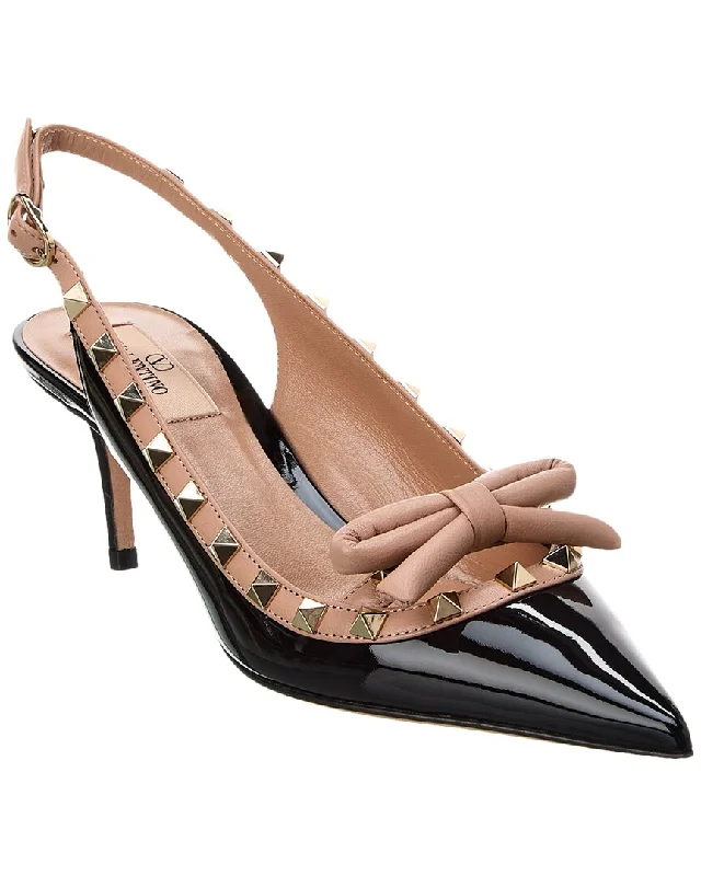 Ends Soon Valentino Rockstud 60 MM Bow Slingback Patent Pump