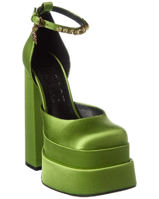 Fashionable Everyday Shoes Versace Medusa Satin Platform Pump