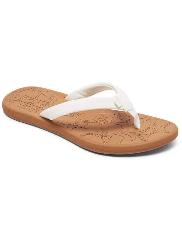 Exclusive Sale Vickie Womens Faux Leather Slip On Flip-Flops