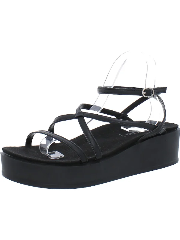 Seasonal Picks Vizzy Womens Faux Leather Platform Sandals