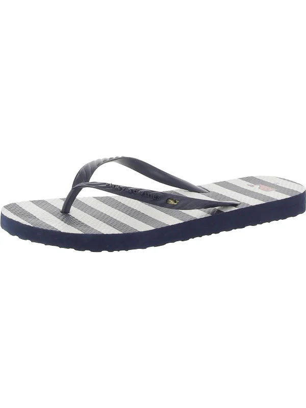 Formal Shoes Deals Womens Cushioned Footbed Striped Flip-Flops