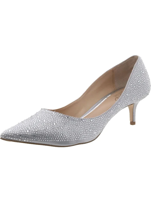 Smart Casual Deals Womens Embellished Pointed Toe Kitten Heels