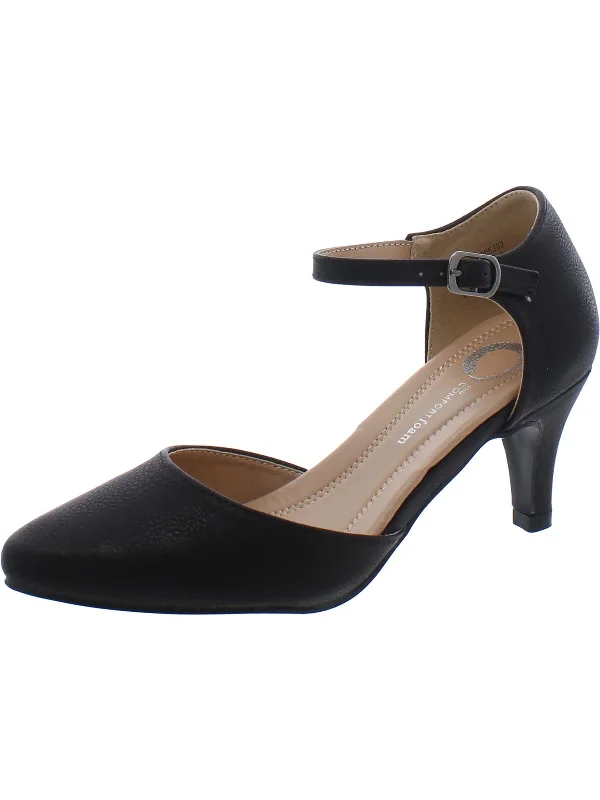 Timeless Elegance Redefined Womens Faux Leather Ankle Strap D'Orsay Heels