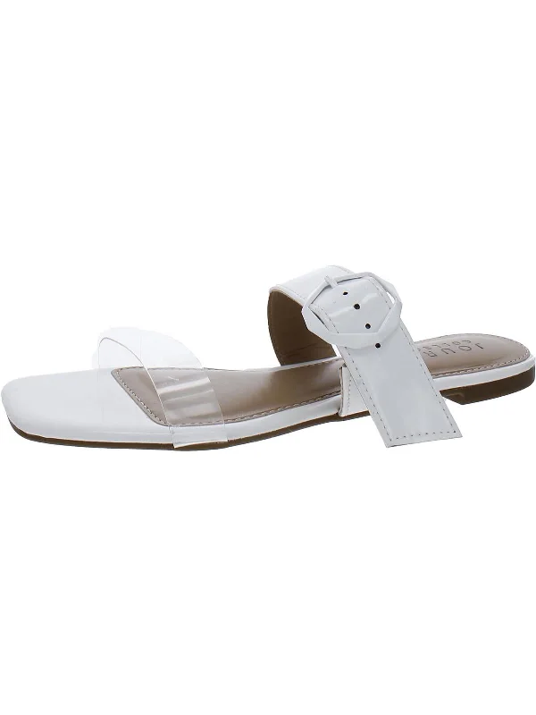 Style Revolution Womens Faux Leather Slide Sandals