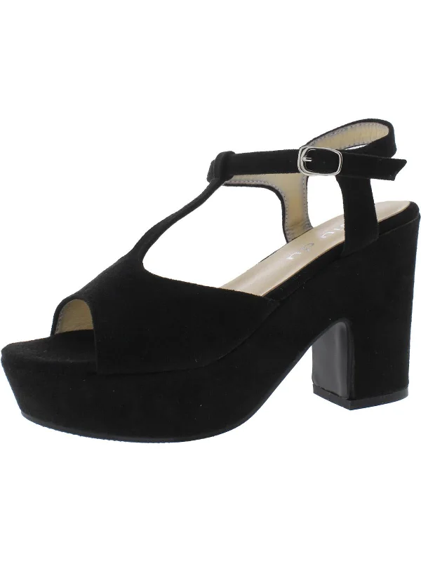 Relaxed Style Deals Womens Faux Suede Ankle Strap Platform Heels