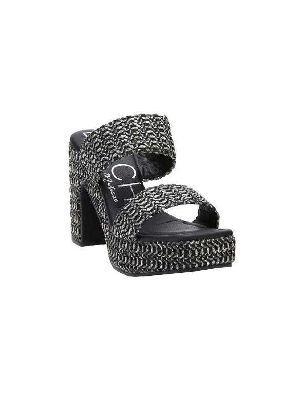 Fashionable Casual Shoes Sale Women's Gem Platform Block Heel In Black