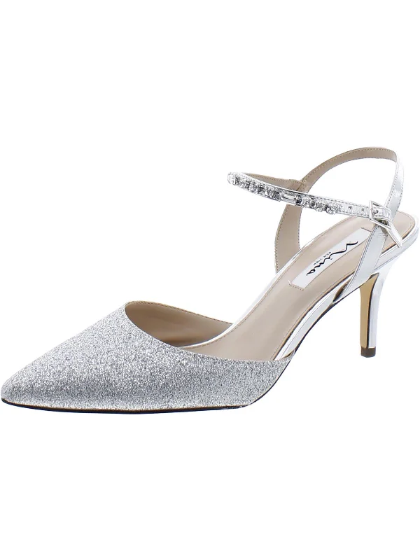 Statement Casual Shoes Womens Glitter Slingback Dress Heels