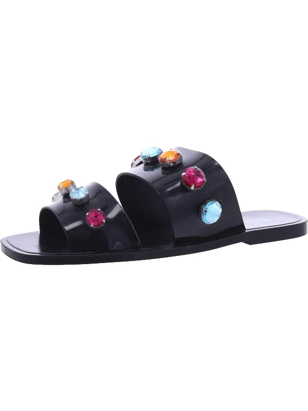 Cozy Chic Promotions Womens Jelly Rhinestone Slide Sandals