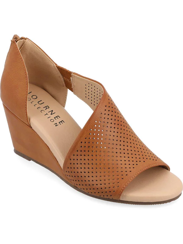 New Styles Just In Womens Perforated Faux Suede Wedge Heels