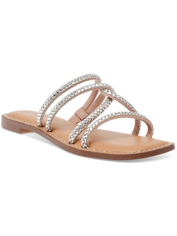 Sustainable Footwear Sale Womens Rhinestone Criss-Cross Slide Sandals