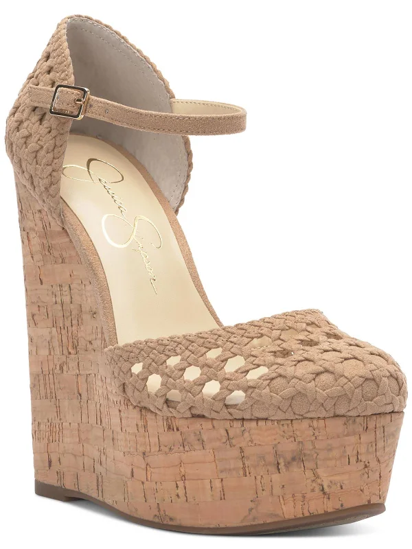 Comfortable Casual Shoes Womens Woven Round Toe Platform Heels