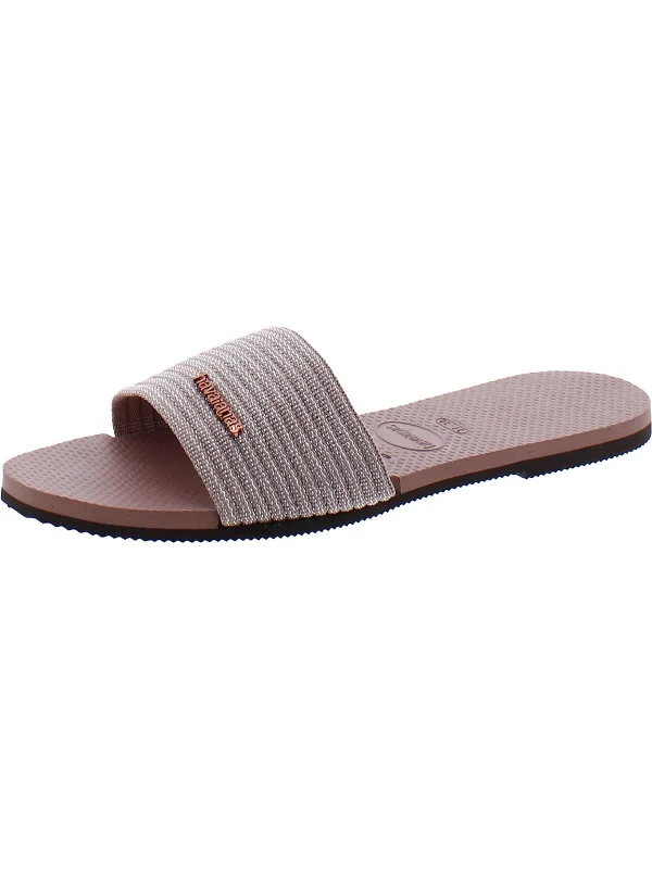 Exclusive Fashion Deals Womens Woven Shimmer Slide Sandals